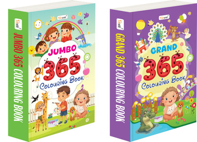 GRAND and JUMBO - 365 Colouring Book :- Knowledge book for children, Toddler educational book, Preschool colouring workbook, Creative learning for toddlers | Pack of 2 colouring book(Paperback, GOWOO)