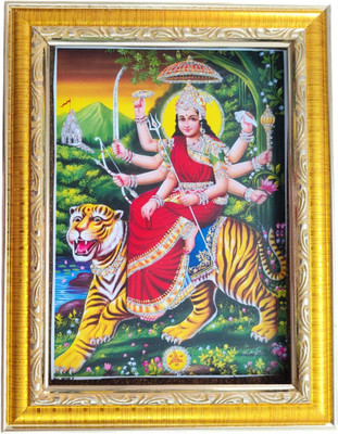 MADHAV Hindu Goddess Durga 5x7 Golden color Photo Frame Religious Frame