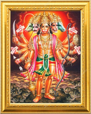 NDFRAME panchmukhi hanuman ji photo frame Laminated (9.5x11.5inches) Religious Frame