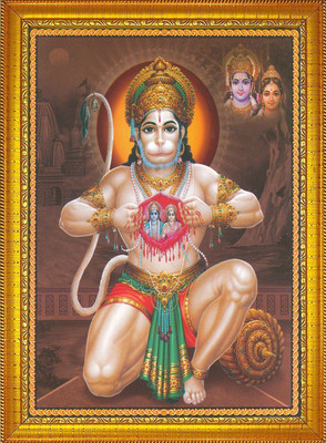 Diha Creation PANCHMUKHI HANUMAN JI GOLDEN Religious Frame
