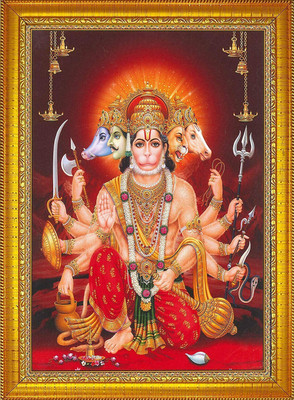Diyansh Enterprises PANCHMUKHI HANUMAN JI GOLDEN Religious Frame