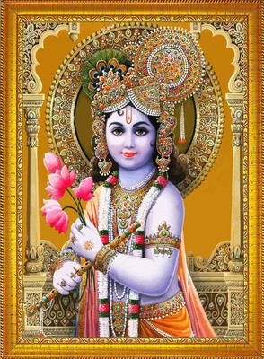 Diyansh Enterprises Lord Krishna Golden Photo Frame Religious Frame