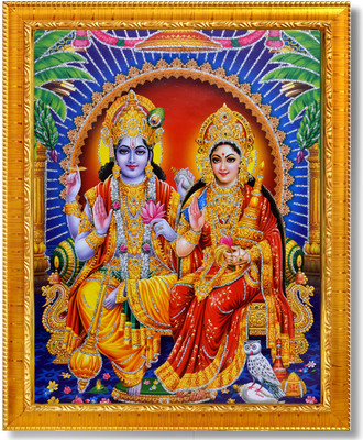 Sarvasiddhanta Arts Lakshmi Narayan garuda photo frame with Laminated (6x8 inches) Religious Frame