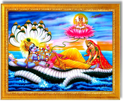 Sarvasiddhanta Arts Lakshmi Narayan garuda photo frame with Laminated (6x8 inches) Religious Frame