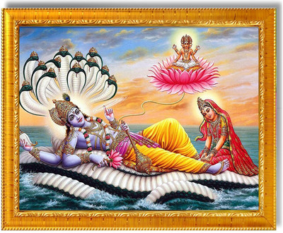 Sarvasiddhanta Arts Lakshmi Narayan garuda photo frame with Laminated (6x8 inches) Religious Frame