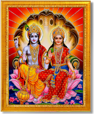 Sarvasiddhanta Arts Lakshmi Narayan garuda photo frame with Laminated (6x8 inches) Religious Frame