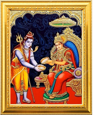 Sarvasiddhanta Arts Maa Annapurna Devi Photo Frame with Laminated(6 inch x 8 inch) Religious Frame