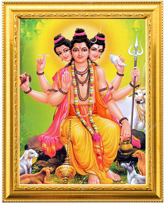 Sarvasiddhanta Arts Lord Dattatreya Dattaguru Photo Frame with Laminated(6 inch x 8 inch) Religious Frame