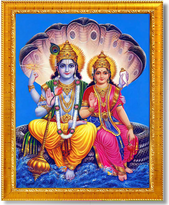 Sarvasiddhanta Arts Lakshmi Narayan garuda photo frame with Laminated (6x8 inches) Religious Frame