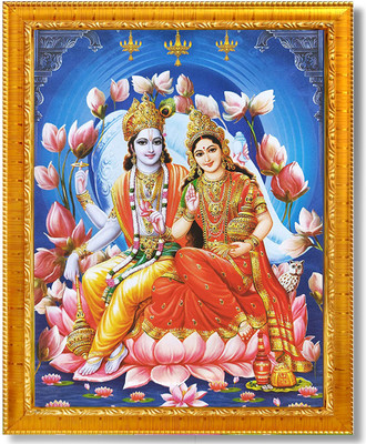Sarvasiddhanta Arts Lakshmi Narayan garuda photo frame with Laminated (6x8 inches) Religious Frame