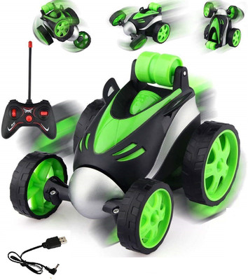 TOYACHI RC Stunt Car Vehicle 360° Rotating Rolling Radio Control Multicolor5(Green)