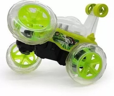 TOYACHI Rechargeable Remote Control 360 Degree Rotating Stunt Car for Kids M67(Green)