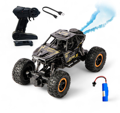 Aavkar creation Remote Control Metal Car for Kids with Mist Smoke Monster Truck rock crawler_FJ5(Black)