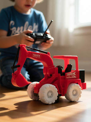 Toysnus Musical JCB Toy With Flashing Lights Fun Toy for Kids Boys & Girls Red(Red)