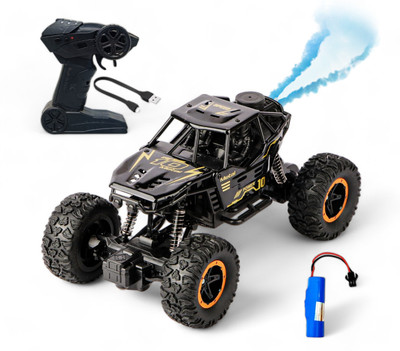 fizz Remote Control Metal Car for Kids with Mist Smoke Monster Truck rock crawler_TT4(Black)