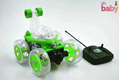 Mahi Zone Ben10 Rechargeable Stunt Car Big Size 360 Degree Rotating Remote Control (Green)(Green)