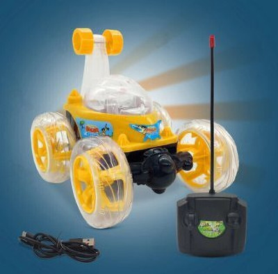 Toodles Remote Control Rechargeable Acrobatic 360 Degree Twisting Stunt Car(Yellow)