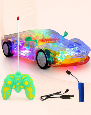 TOY MART Transparent Gear Remote Car for Kids with 3D Lights & Music(Multicolor)
