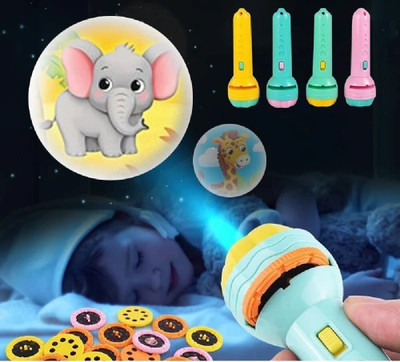 Bestie Toys Flash Projector for Kids Slide Light Toy Flashlight Learning(Random Slides)(Multicolor)