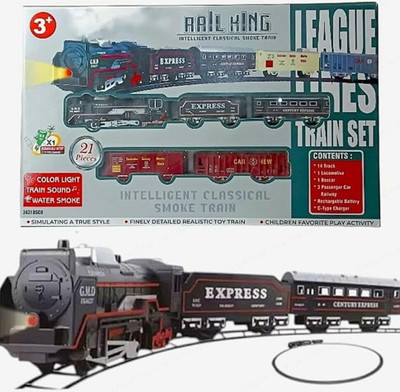 Braintastic Railking Classical Train with Sound, Light, & Water Smoke for Kids,(Black)