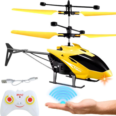 SuNZita RC Helicopter with Hand Gravity Sensor, Flying Toy with 3D Light & Safety Sensor(Yellow)