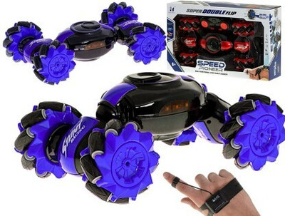 FANSEEKART Hand Gesture Sensor RC Stunt Car Double Sided Rotating Remote Control Car _J4K8(Blue)