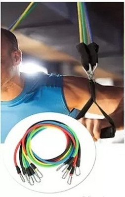 Daizicreation (11pcs) Quality Power Resistance Band 11 Pcs Set for Beginner/Gym (Multicolor) Resistance Tube(Multicolor)