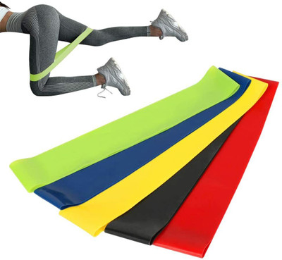 TRIMMO 5 Set Loop Elastic Belt Round Rubber Rope | Workout Pull Arm Bands | Knee Legs Resistance Tube(Multicolor)
