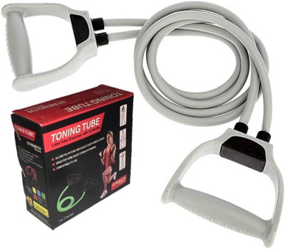aavoam Double Toning Tube with handle Pull rope Rubber Band Resistance Tube for Workout Resistance Tube(Grey)