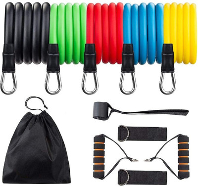 LAFILLETTE Resistance Bands Set with Door Anchor, Handles, Ankle Straps Resistance Tube(Multicolor)