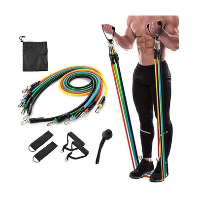 ParthMart Toning Tubes with Door Anchor & Foam Handles Pull ups, triceps, Legs Rubber Tube Resistance Tube(Multicolor)