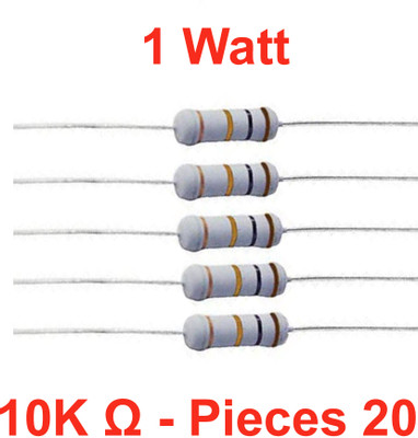 ELPH 20 pieces of 10K Ohm_1WATT Resistance Fixed Resistor(10 kilo ohm 0.05)