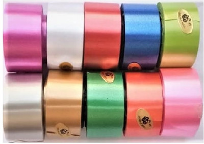 Kuber Selection Plastic Curling Ribbon 1 Inch 10 Mtr, Multiple Color 10 Rolls Each Color, Multicolor PP (Polypropylene) Ribbon(Pack of 10)