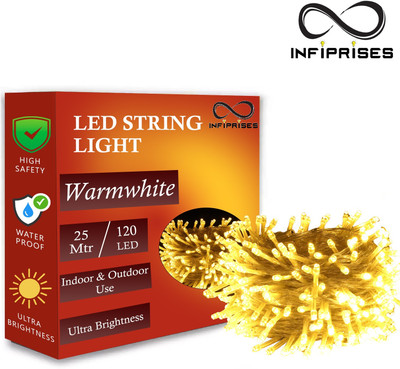Infiprises 120 LEDs 20 m Yellow Steady String Rice Lights(Pack of 1)