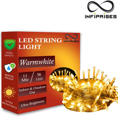 Infiprises 36 LEDs 11 m Yellow Steady String Rice Lights(Pack of 1)