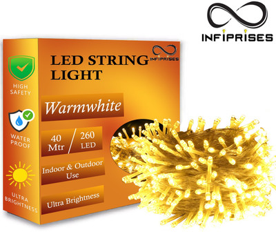 Infiprises 260 LEDs 40 m Yellow Steady String Rice Lights(Pack of 1)