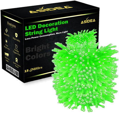 ASIDEA 36 LEDs 15 m Green Steady Bulb Rice Lights(Pack of 1)