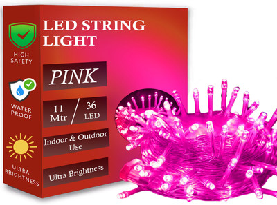 Weargin 36 LEDs 11 m Pink Steady String Rice Lights(Pack of 1)