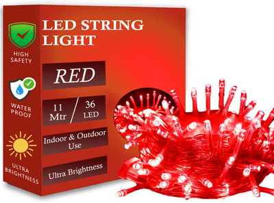 Zizatrendz 36 LEDs 11 m Red Steady String Rice Lights(Pack of 1)