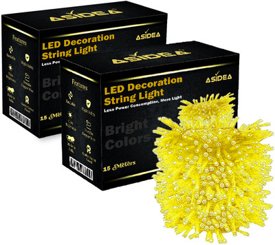 ASIDEA 36 LEDs 15 m Yellow Steady Bulb Rice Lights(Pack of 2)