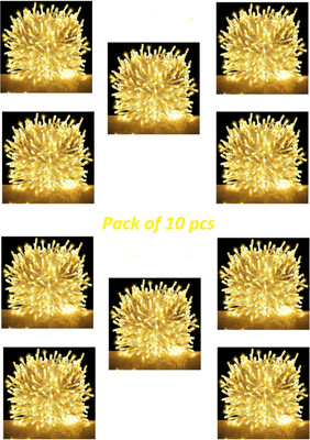SV GLOBAL 42 LEDs 15 m Gold Steady Bell Rice Lights(Pack of 10)