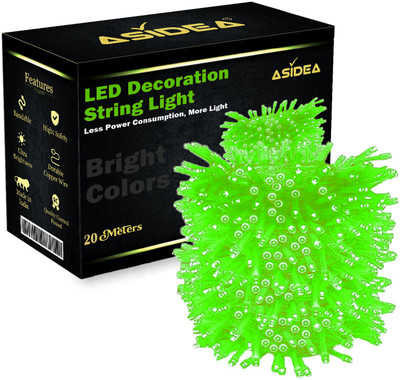 ASIDEA 58 LEDs 20 m Green Steady Bulb Rice Lights(Pack of 1)