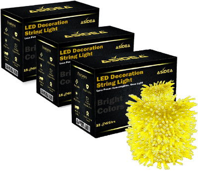 ASIDEA 36 LEDs 15 m Yellow Steady Bulb Rice Lights(Pack of 3)