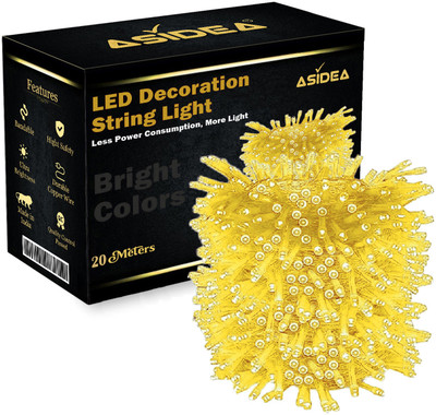 ASIDEA 58 LEDs 20 m Gold Steady Bulb Rice Lights(Pack of 1)