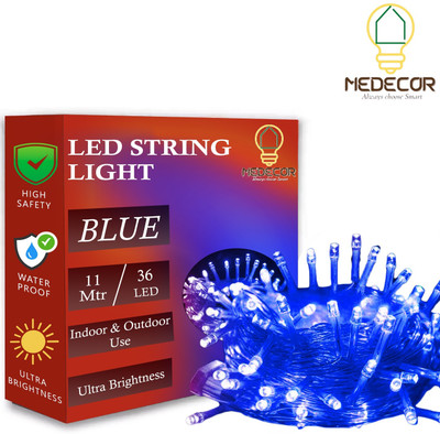 Medecor 36 LEDs 11 m Blue Steady String Rice Lights(Pack of 1)
