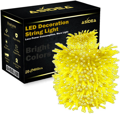 ASIDEA 58 LEDs 20 m Yellow Steady Bulb Rice Lights(Pack of 1)