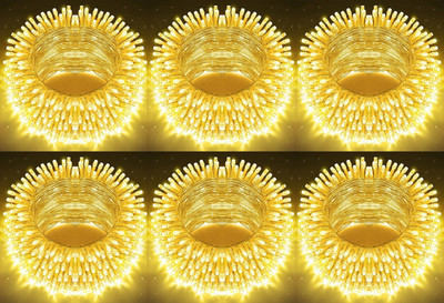 spark world 74 LEDs 21 m Yellow Steady Bulb Rice Lights(Pack of 6)