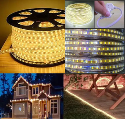 33 Foot 10M Rope Light Waterproof High Brightness For Indoor/Outdoor Use 1200 LEDs 10 m Yellow, Transparent Steady Strip Rice Lights(Pack of 1)