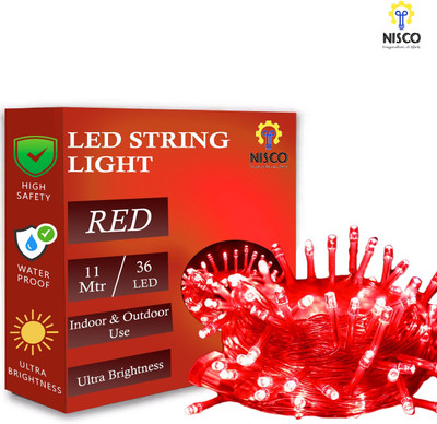 NISCO 36 LEDs 11 m Red Steady String Rice Lights(Pack of 1)