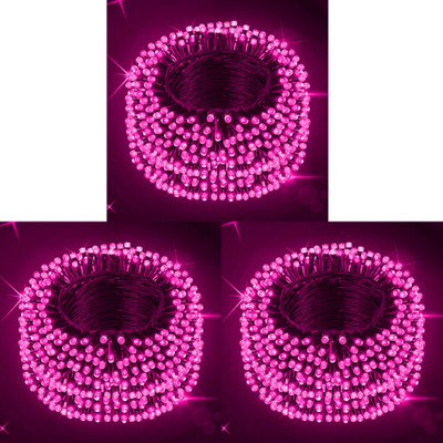 Zebrilla 40 LEDs 15 m Pink Steady, Flickering String Rice Lights(Pack of 3)